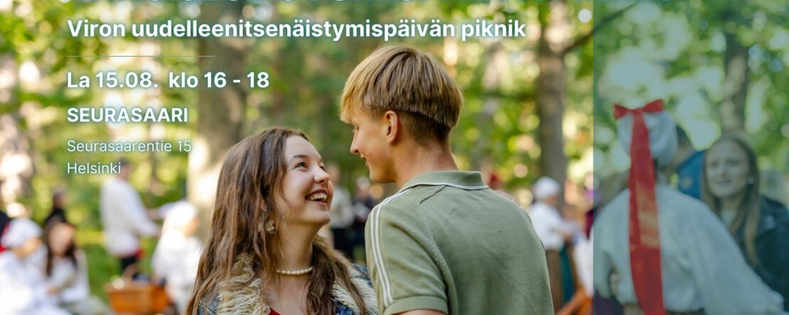 Kuvassa on nuoria ja tanssijoita kansallispuvuissa.